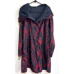 $400 Mycra Pac Donatella Hooded Raincoat Black Red Travel Swing Women's size S/M